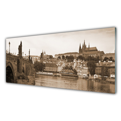 Quadro de vidro Paisagem da Ponte de Praga