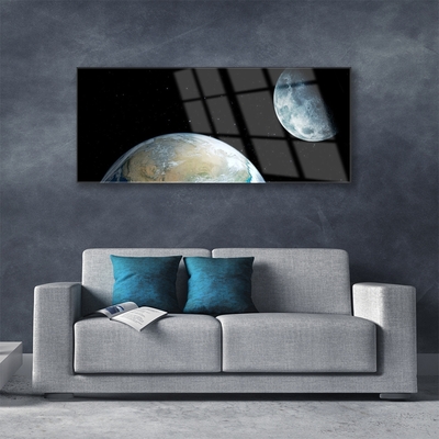Pintura em vidro Lua Terra Espaço