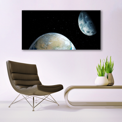 Pintura em vidro Lua Terra Espaço