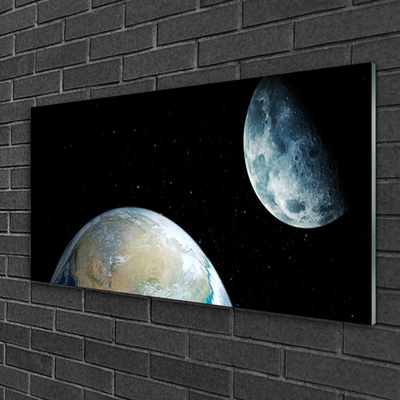 Pintura em vidro Lua Terra Espaço