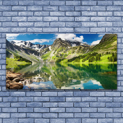 Quadro de vidro Paisagem de lago de montanha