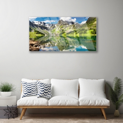 Quadro de vidro Paisagem de lago de montanha