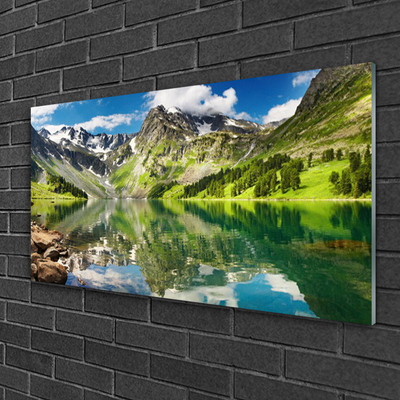 Quadro de vidro Paisagem de lago de montanha