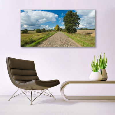 Pintura em vidro Paisagem do pavimento da estrada da vila