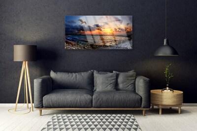 Quadro de vidro Paisagem de praia de mar de gaivota