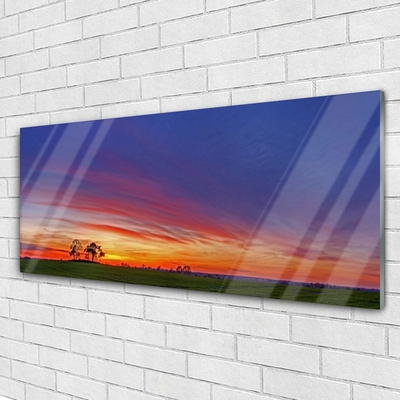 Pintura em vidro Paisagem Campo Árvores Natureza