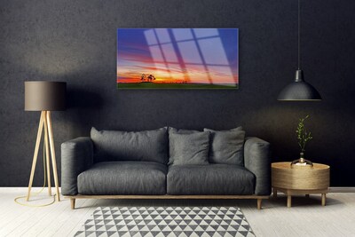 Pintura em vidro Paisagem Campo Árvores Natureza