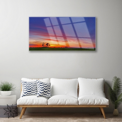 Pintura em vidro Paisagem Campo Árvores Natureza