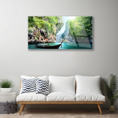 Quadro de vidro Barco de água de montanha Natureza