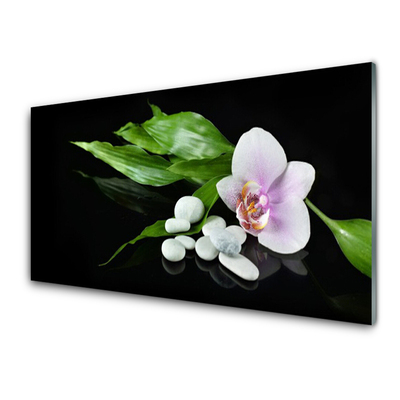 Pintura em vidro Pedras de flores Folhas