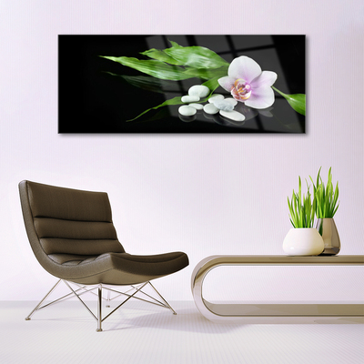 Pintura em vidro Pedras de flores Folhas