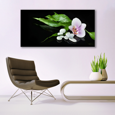 Pintura em vidro Pedras de flores Folhas
