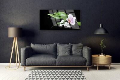 Pintura em vidro Pedras de flores Folhas