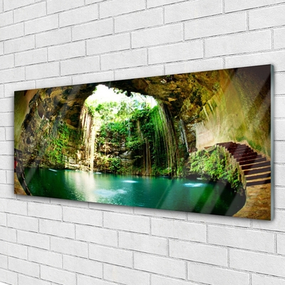 Quadro de vidro Paisagem de Cachoeira Água