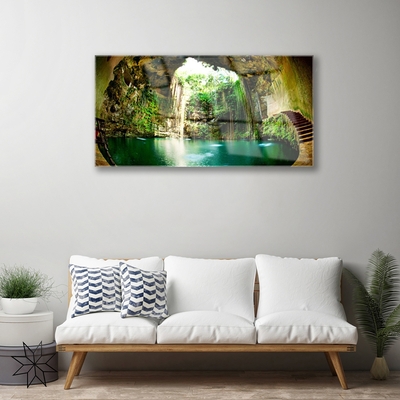 Quadro de vidro Paisagem de Cachoeira Água