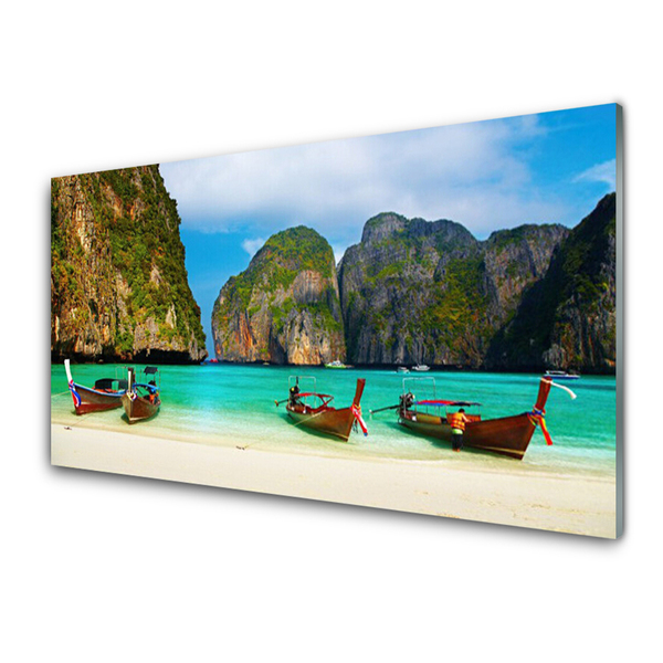 Quadro de vidro Praia Mar Montanhas Paisagem