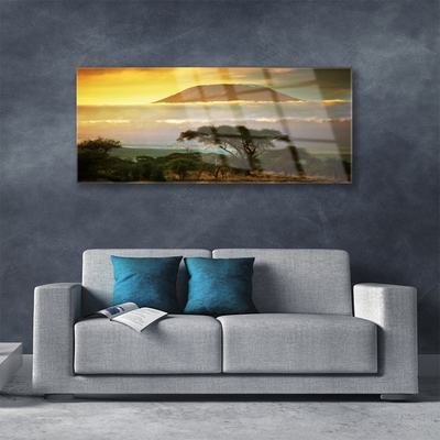 Pintura em vidro Pico da Natureza das Montanhas das Árvores