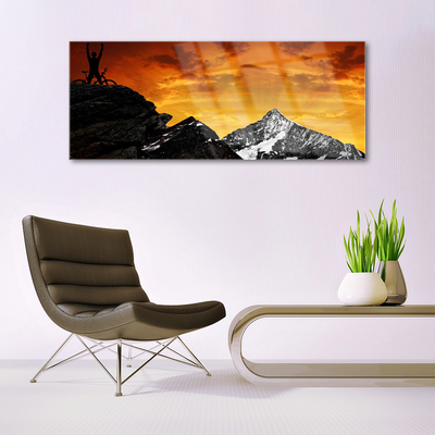 Pintura em vidro Paisagem de montanhas