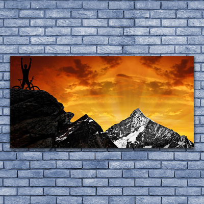 Pintura em vidro Paisagem de montanhas