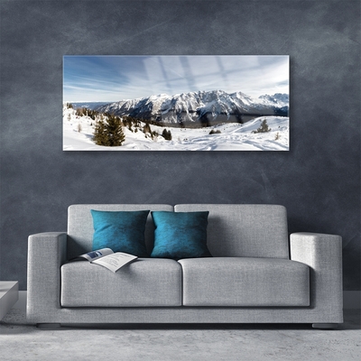 Quadro de vidro Paisagem de montanhas