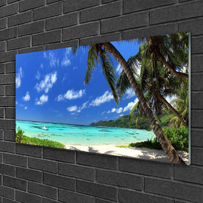 Pintura em vidro Paisagem do mar com palmeiras