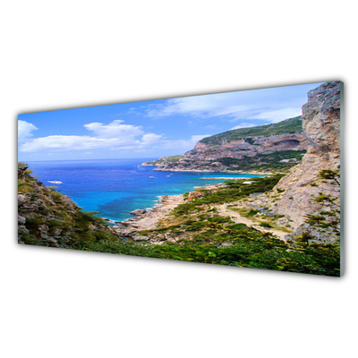 Quadro de vidro Mar Praia Montanhas Paisagem