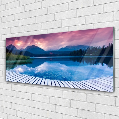 Pintura em vidro Paisagem de lago de montanha