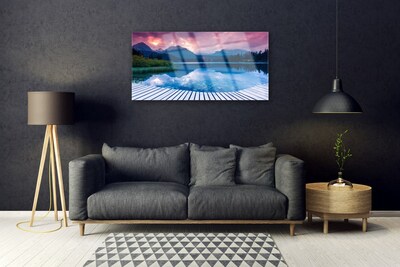 Pintura em vidro Paisagem de lago de montanha