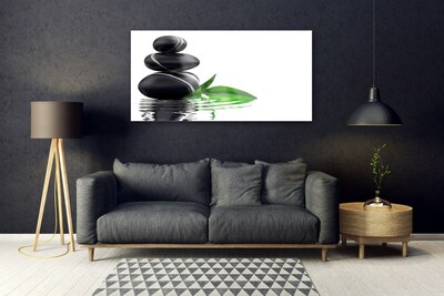 Pintura em vidro Pedras Folhas Água Arte