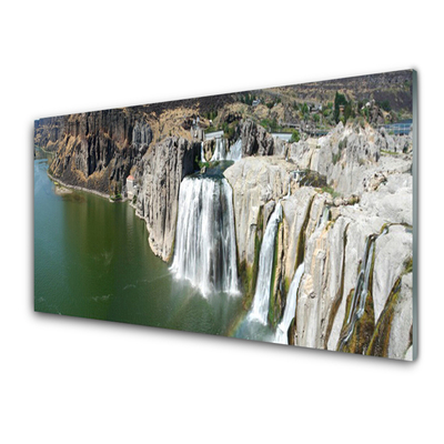 Pintura em vidro Paisagem do Lago Cachoeira