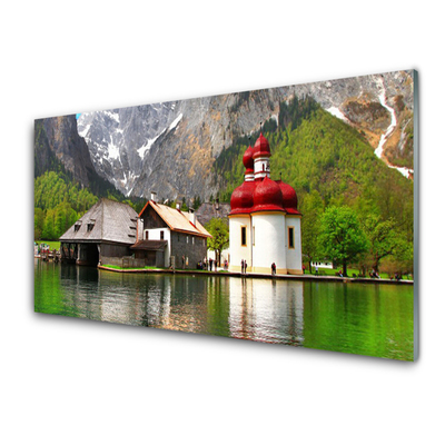 Quadro de vidro Paisagem de casa na árvore na montanha