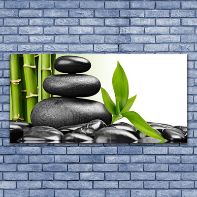 Quadro de vidro Arte com Folhas e Pedras