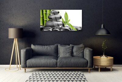 Quadro de vidro Arte com Folhas e Pedras