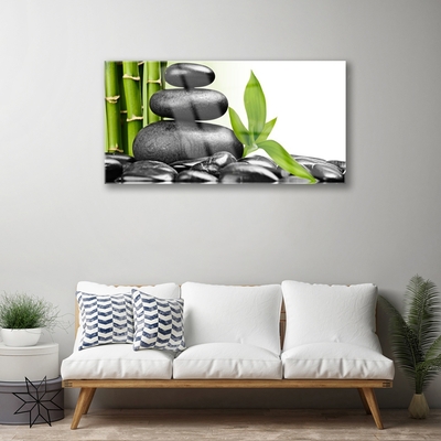Quadro de vidro Arte com Folhas e Pedras
