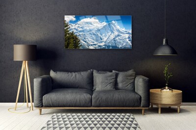Quadro de vidro Paisagem de árvores de montanha