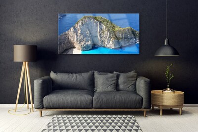 Pintura em vidro Paisagem do mar de rochas