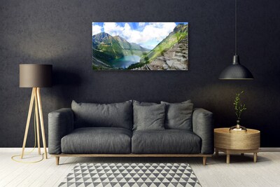 Pintura em vidro Paisagem de montanhas