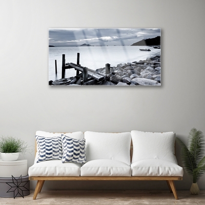 Pintura em vidro Paisagem de Pedras de Praia