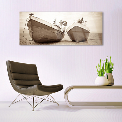 Pintura em vidro Paisagem aquática de barcos