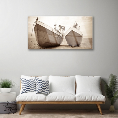 Pintura em vidro Paisagem aquática de barcos