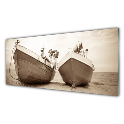 Pintura em vidro Paisagem aquática de barcos