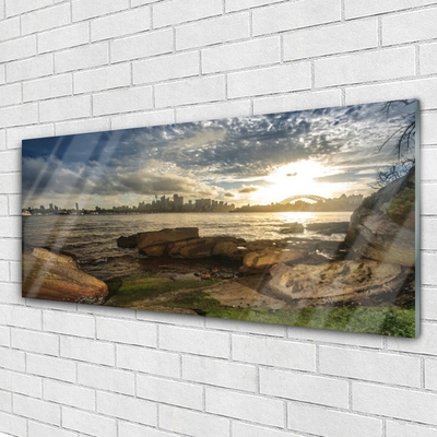 Pintura em vidro Paisagem da Cidade do Mar