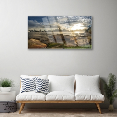 Pintura em vidro Paisagem da Cidade do Mar