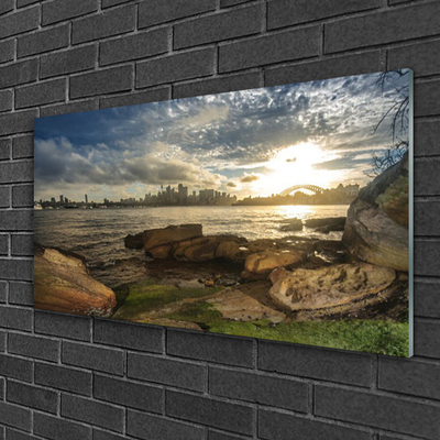 Pintura em vidro Paisagem da Cidade do Mar