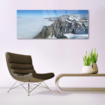 Quadro de vidro Paisagem de neblina na montanha