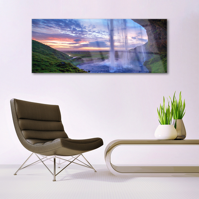 Pintura em vidro Paisagem de Cachoeira Água