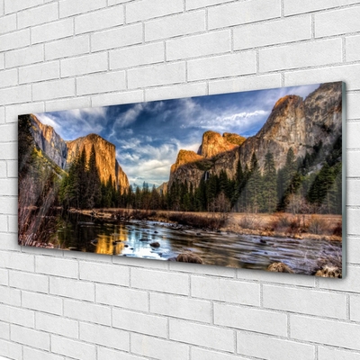 Quadro de vidro Montanha Floresta Lago Natureza
