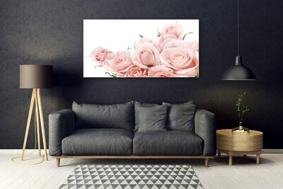 Quadro de vidro Planta de flores rosas
