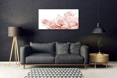 Quadro de vidro Planta de flores rosas