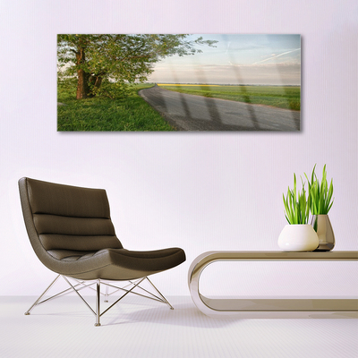 Quadro de vidro Estrada Árvore Grama Paisagem